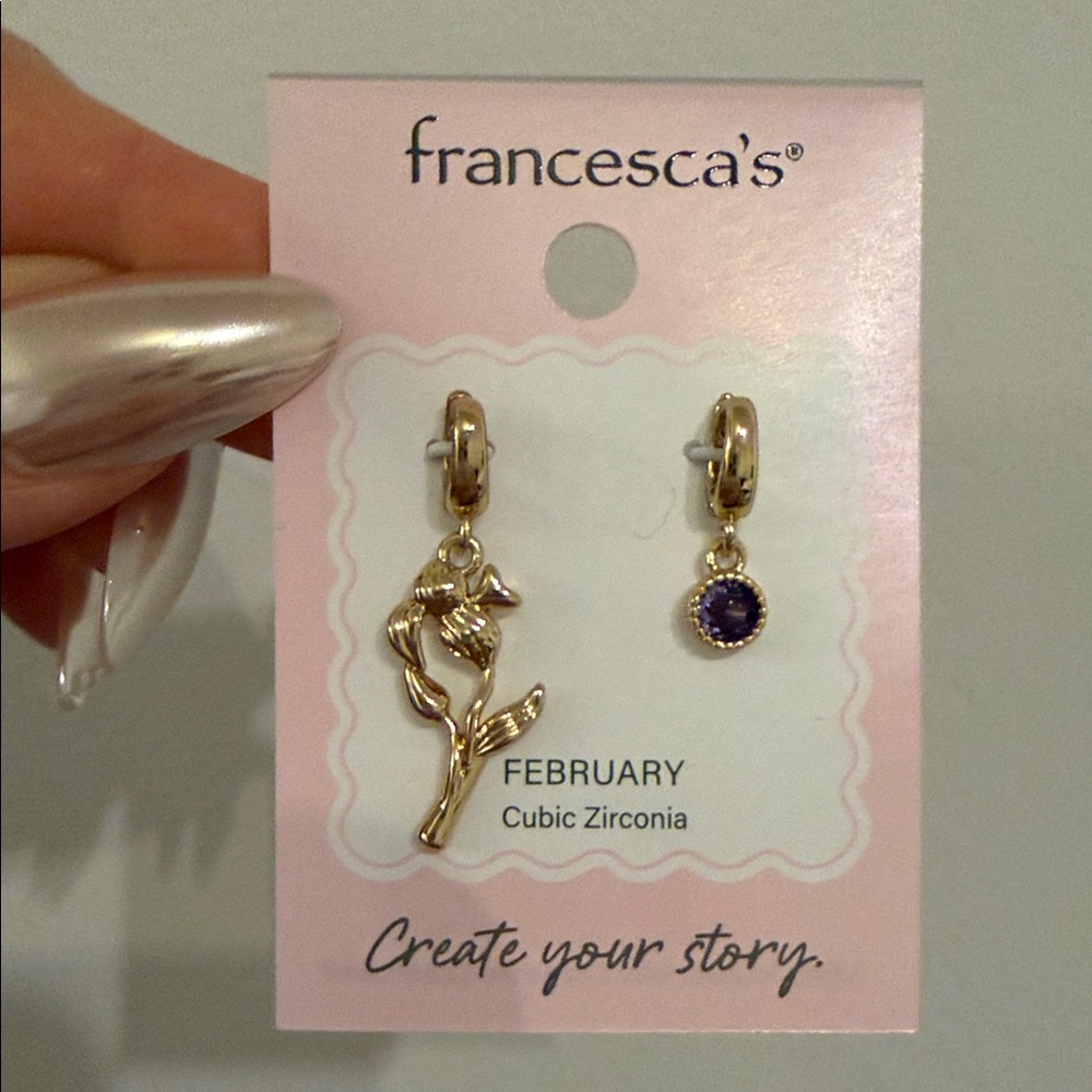 LAST ONE February floral birthday charm gold tone